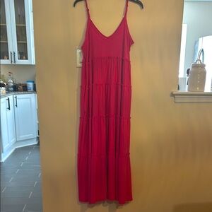 Zenana Hot Pink Sleeveless Long Dress